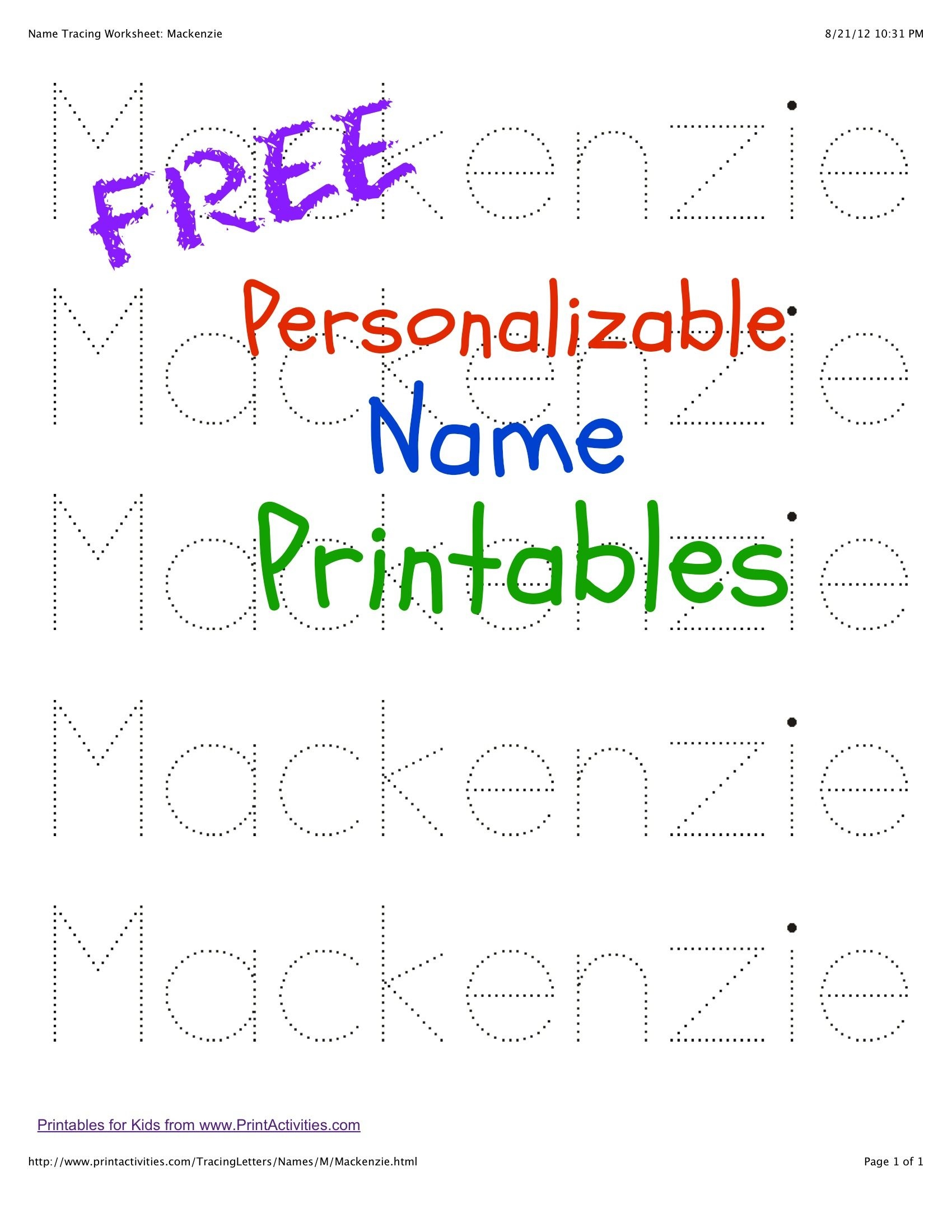Free Printable Pre K Worksheets Name Tracing