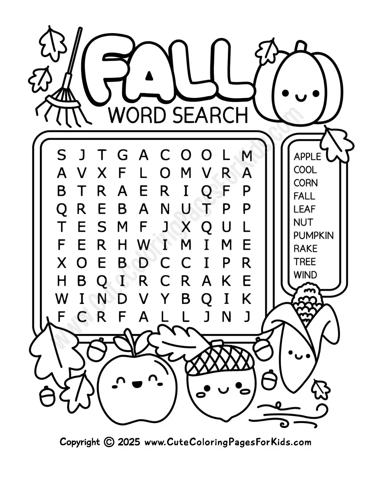Fall Word Searches Free Printable