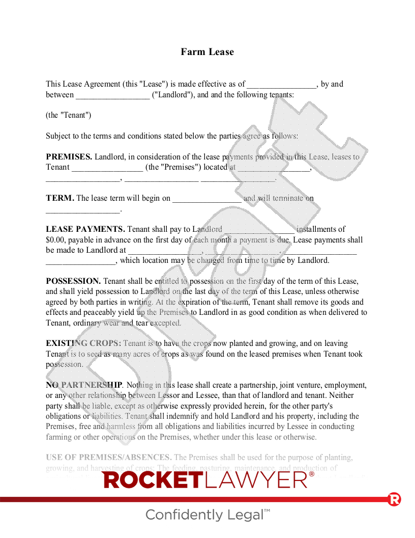 Free Farm Lease Agreement Form Printable