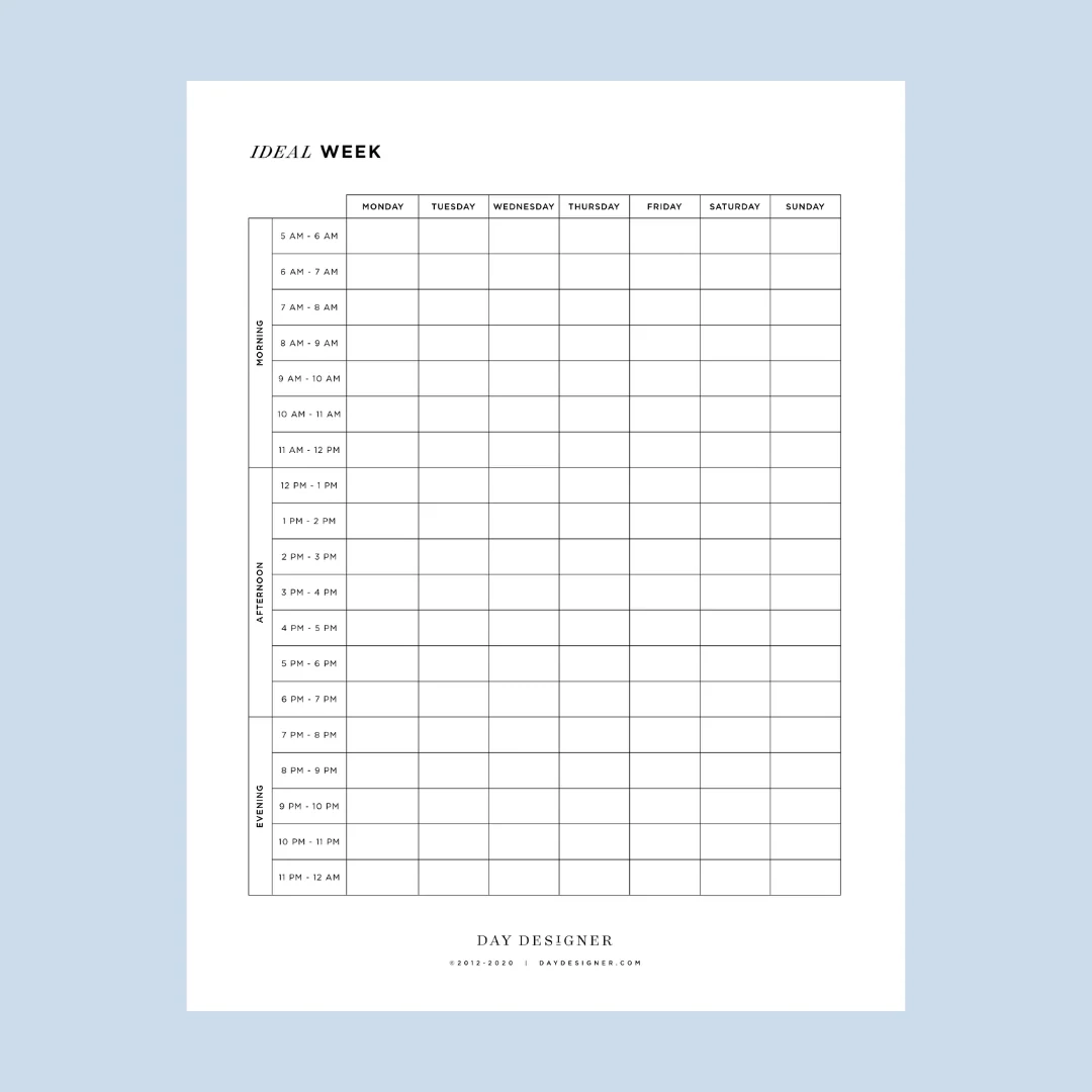 Schedule Template Printable