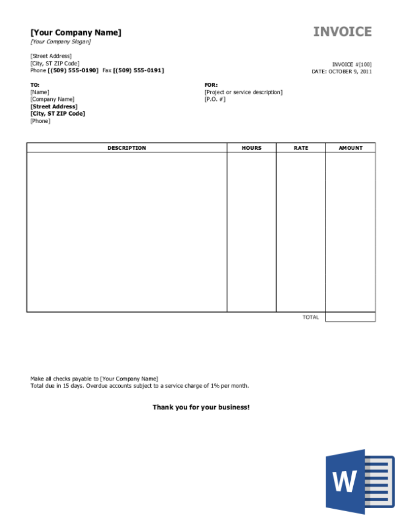 Free Printable Billing Invoices Templates
