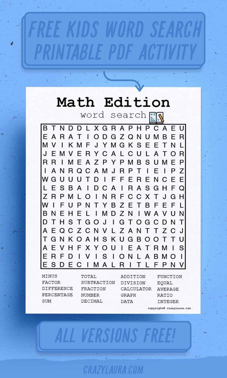 Free Printable Word Search Math