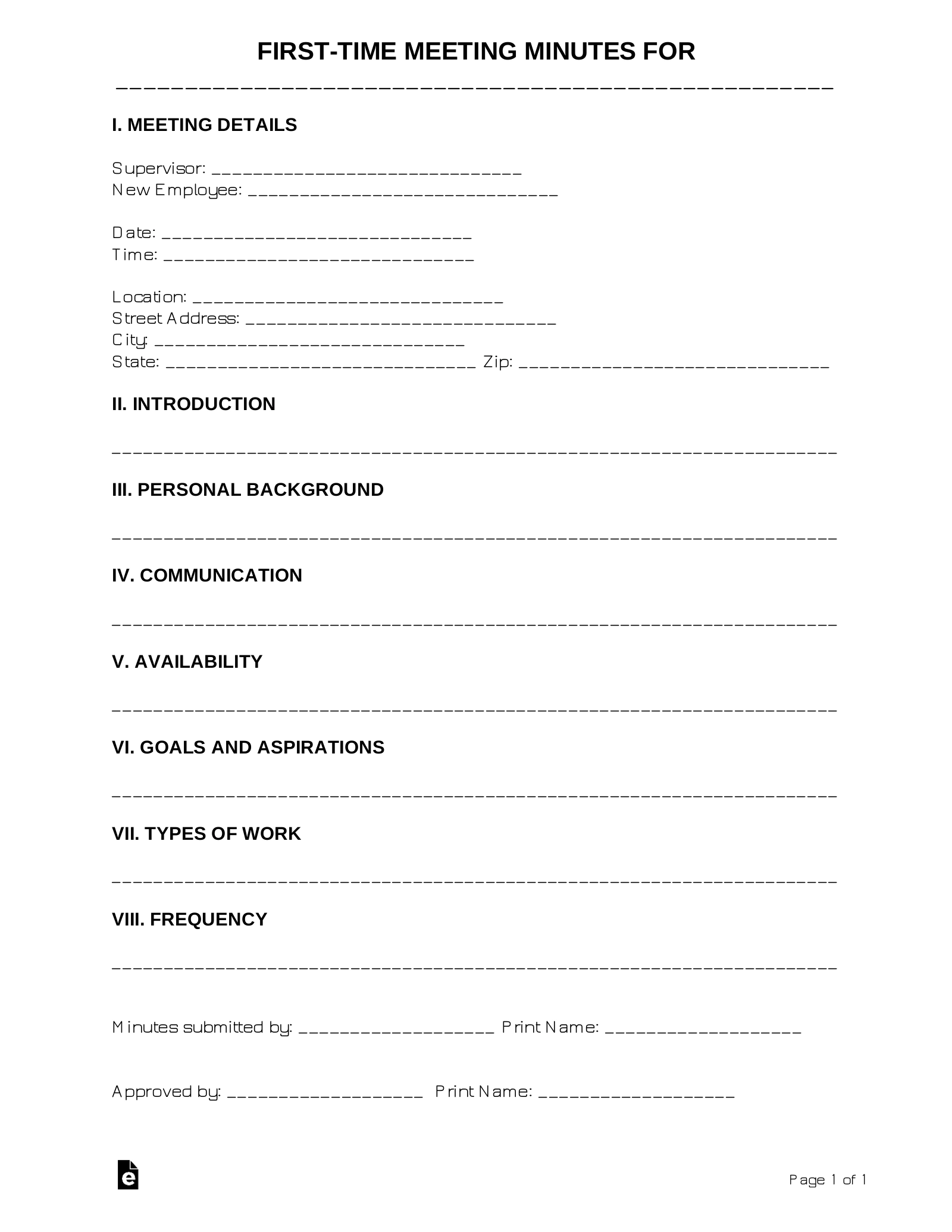 Printable Meeting Minutes Template