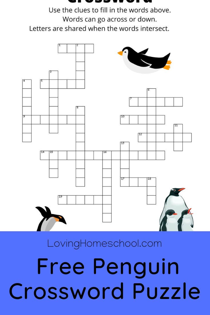 Free Penguin Crossword Puzzle LovingHomeschool