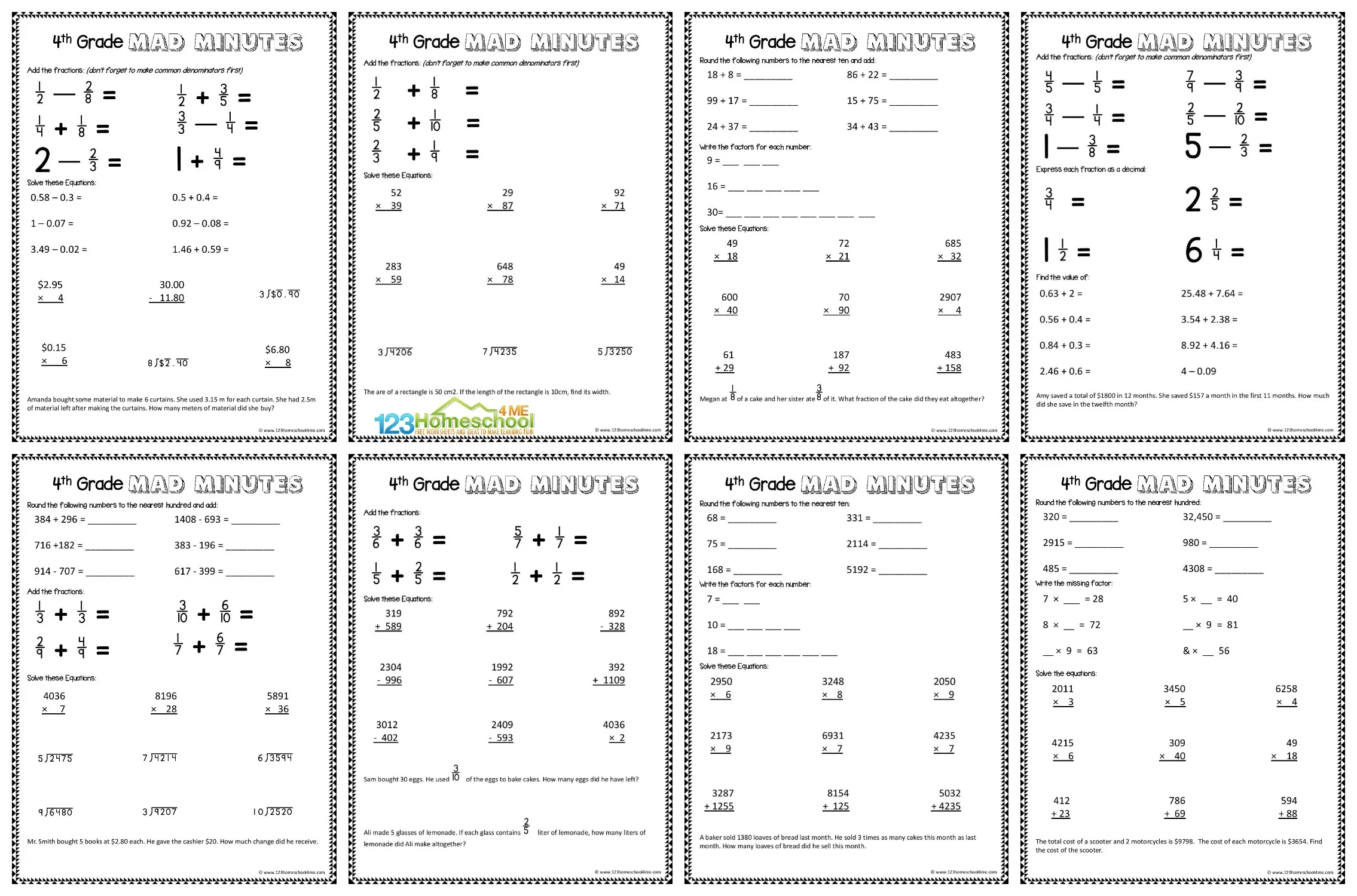 FREE Printable 4th Grade Math Worksheets Pdf FREE Printable 4th Grade Math Worksheets Pdf