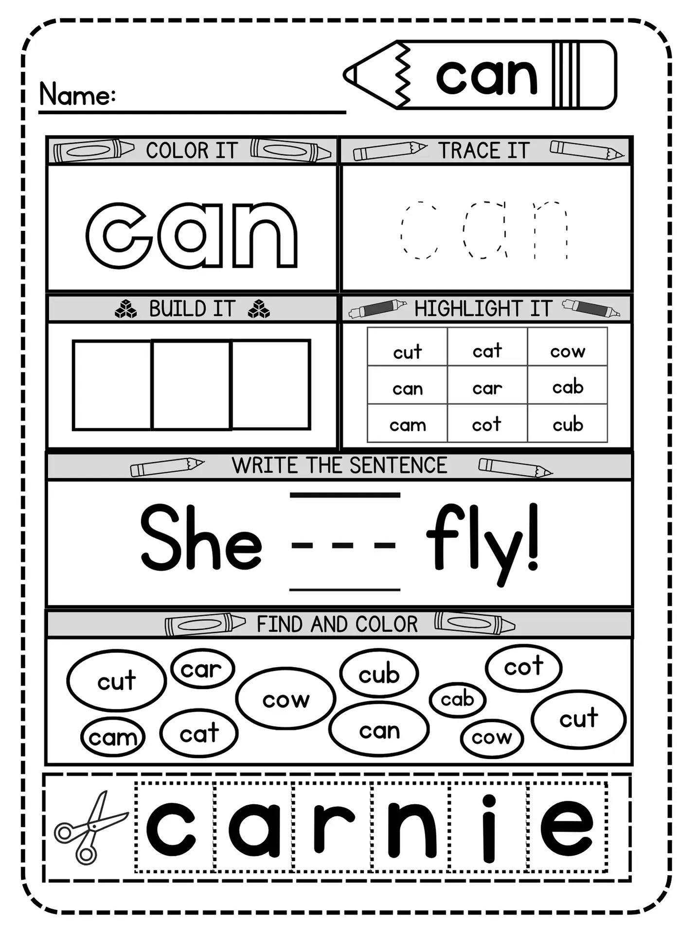 Free Printable Worksheets Kindergarten Sight Words