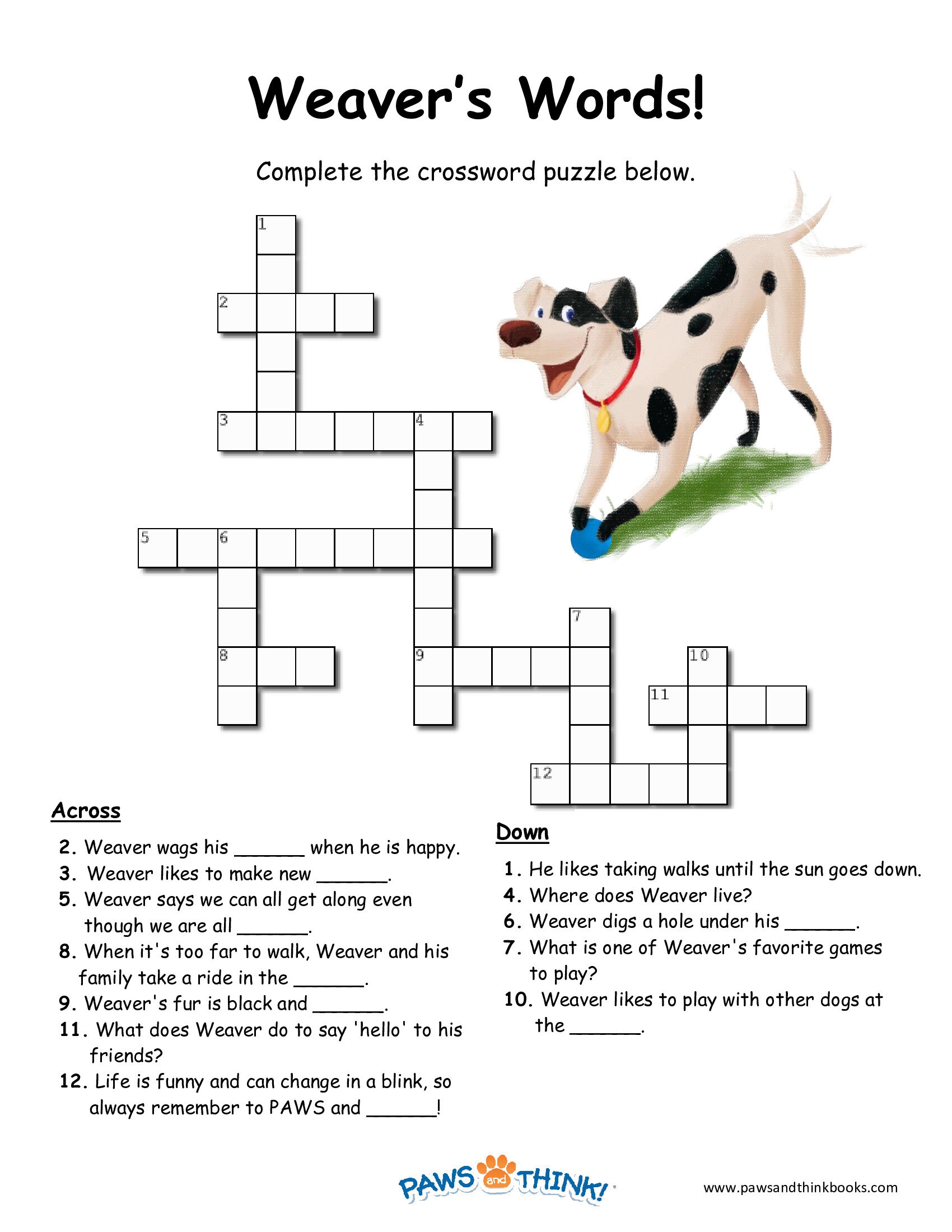 Free Printable Crossword Puzzles About Dogs Download Free 