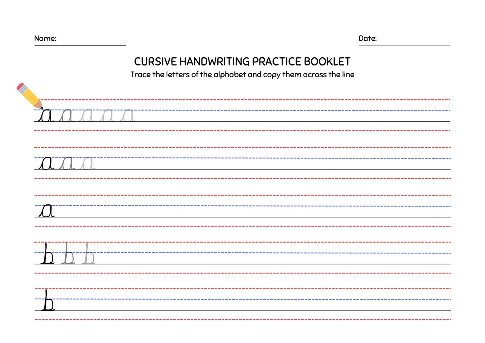 Printable Cursive Handwriting Practice Worksheets