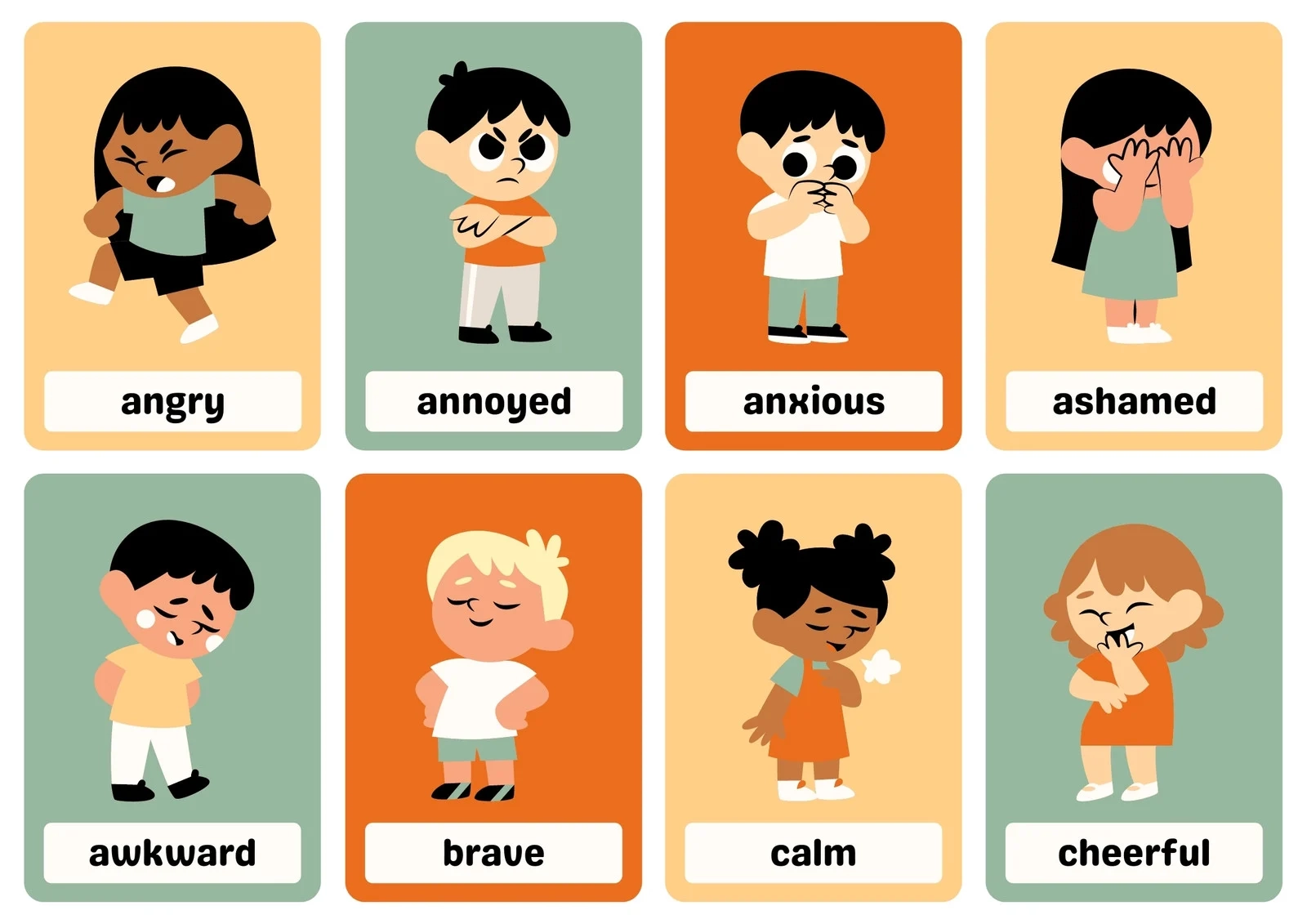 Free Printable Custom Emotions Flashcard Templates Canva