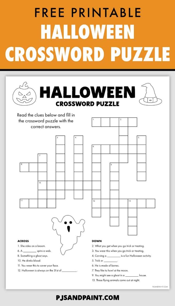Free Printable Halloween Crossword Puzzle Pinterest Free Printable Halloween Crossword Puzzle Pinterest