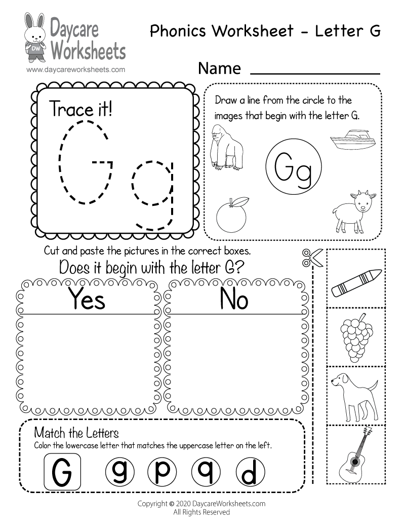 Free Printable Letter G Worksheets