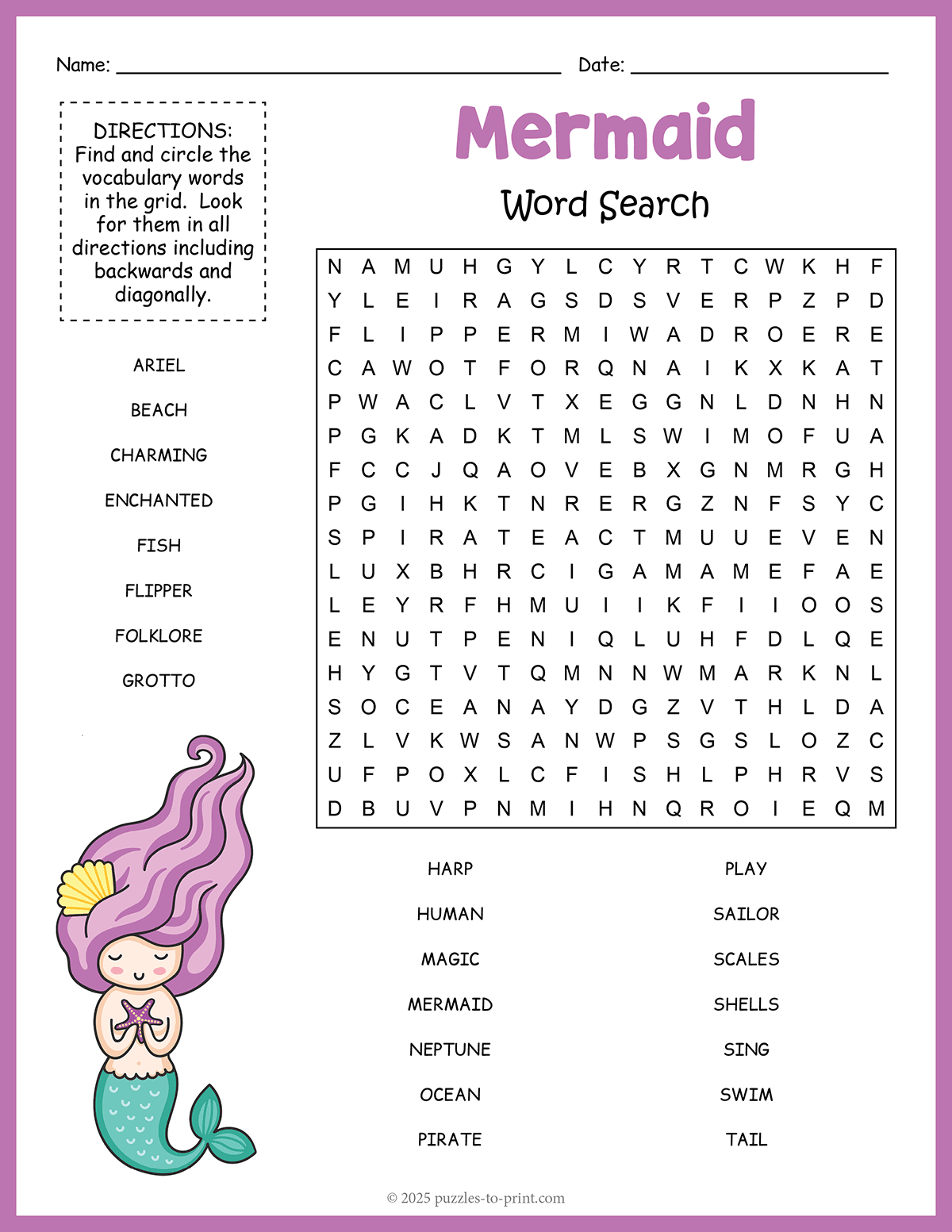 Fish Word Search Puzzles Printable