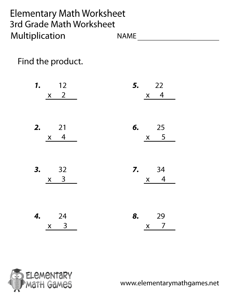 Multiplication Printable Worksheets 3rd Grade