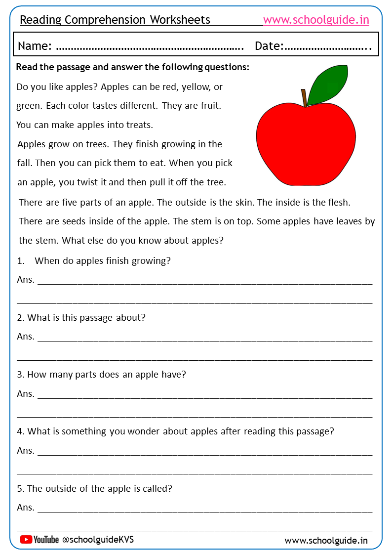 Free Printable Reading Comprehension Worksheets For 4th Graders