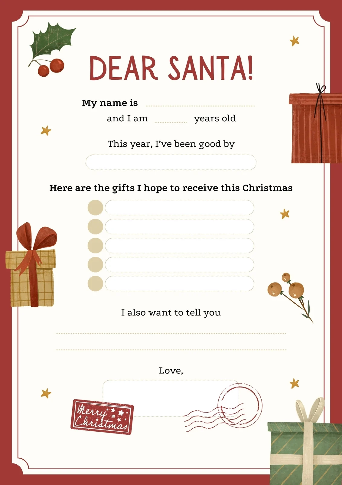 Free Printable Santa Letter Templates You Can Customize Canva