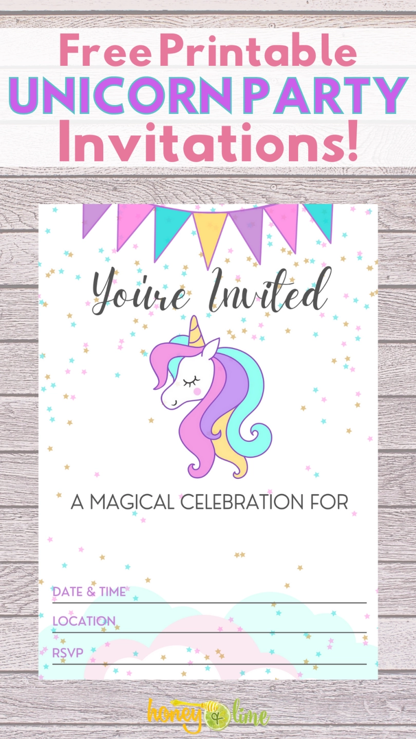 Free Printable Unicorn Party Invitations Template Birthday Party 