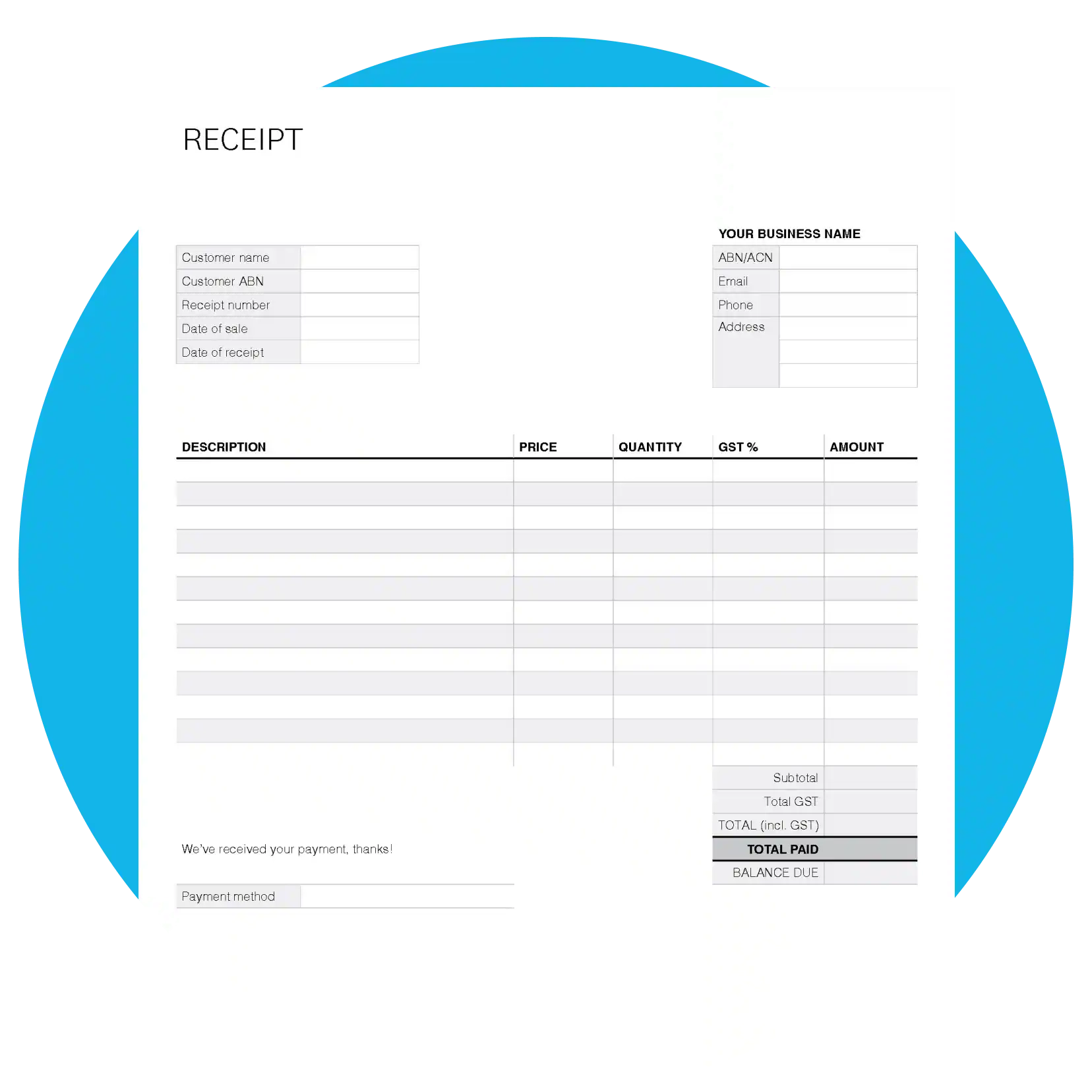 Receipt Template Printable Free
