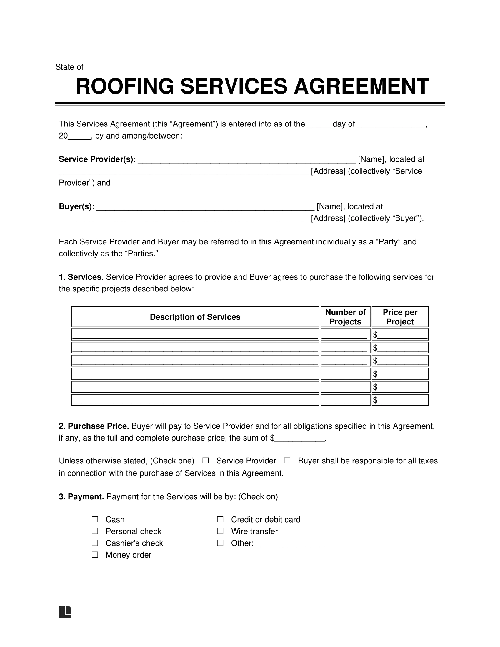 Free Roofing Contract Template PDF amp Word
