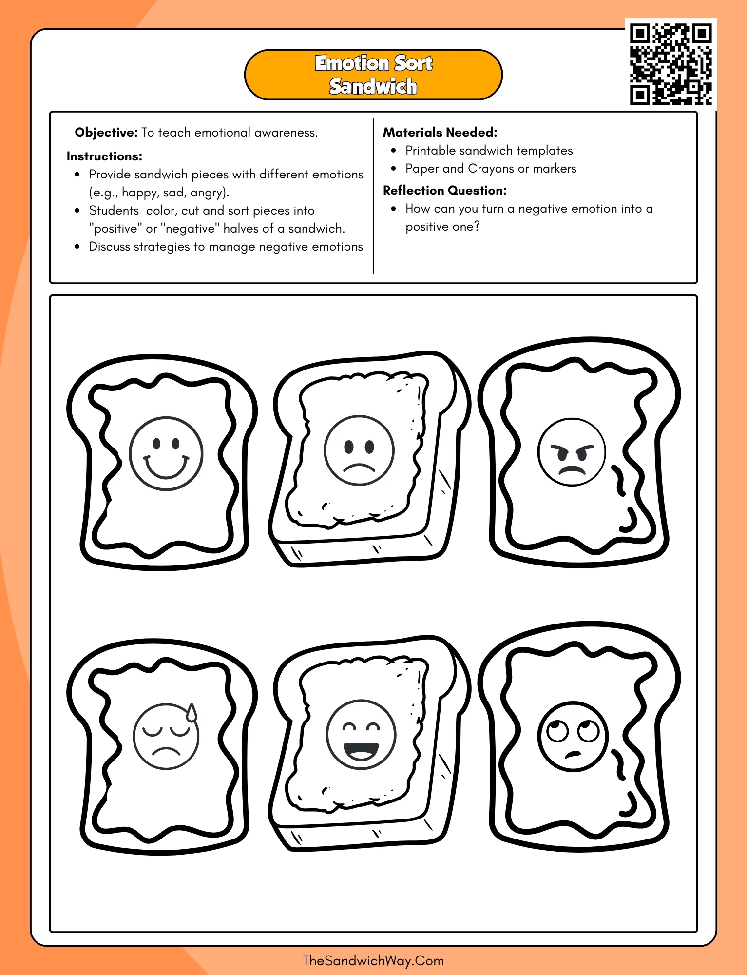 Free SEL Worksheets For Kids The Sandwich Way