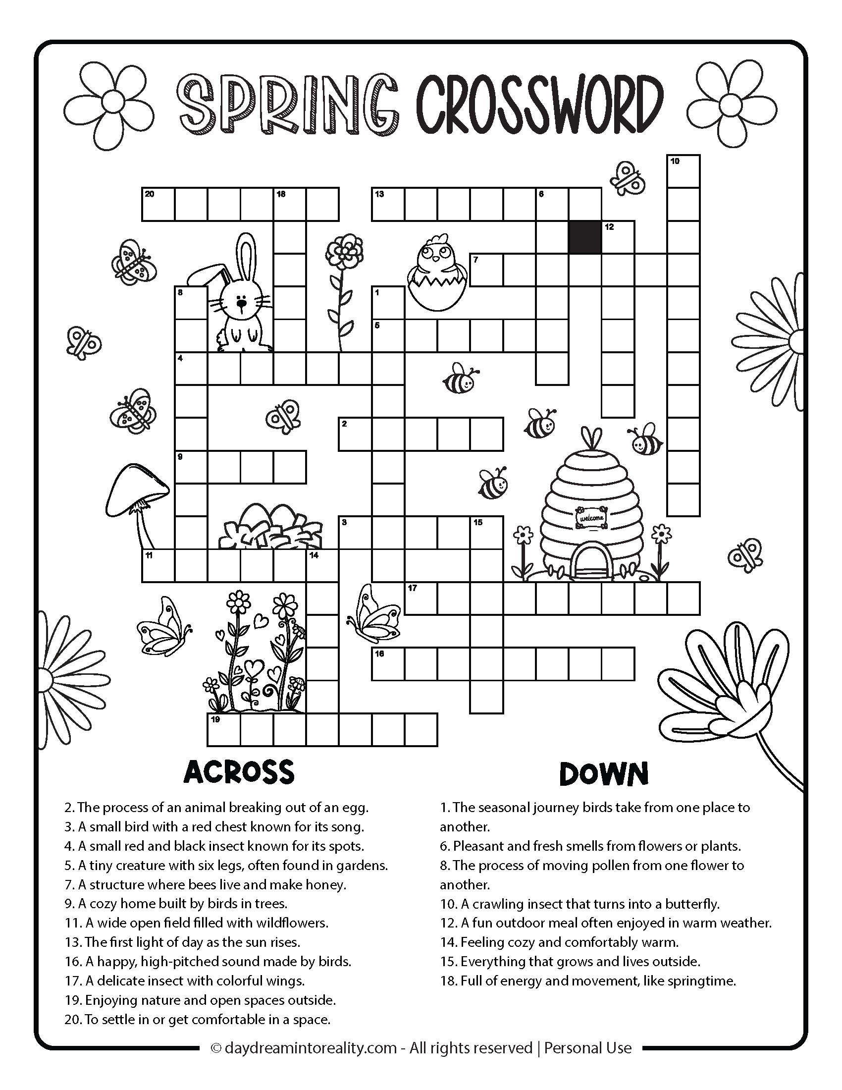 Free Spring Crossword PDF Printables Easy Medium Hard 