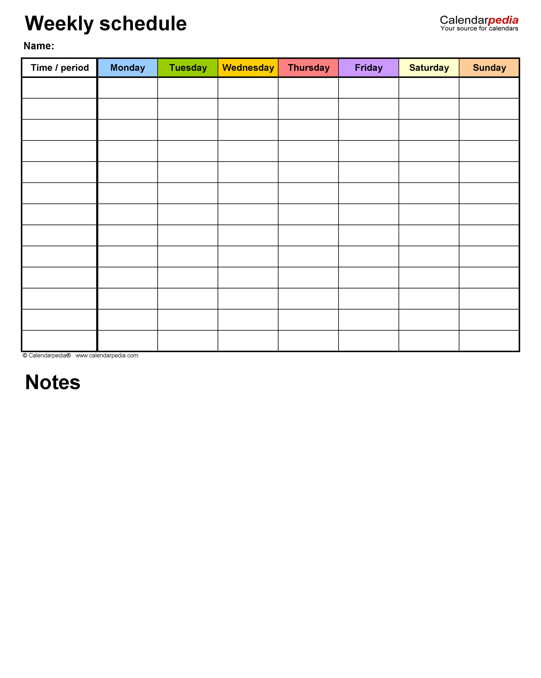 Weekly Schedule Template Free Printable