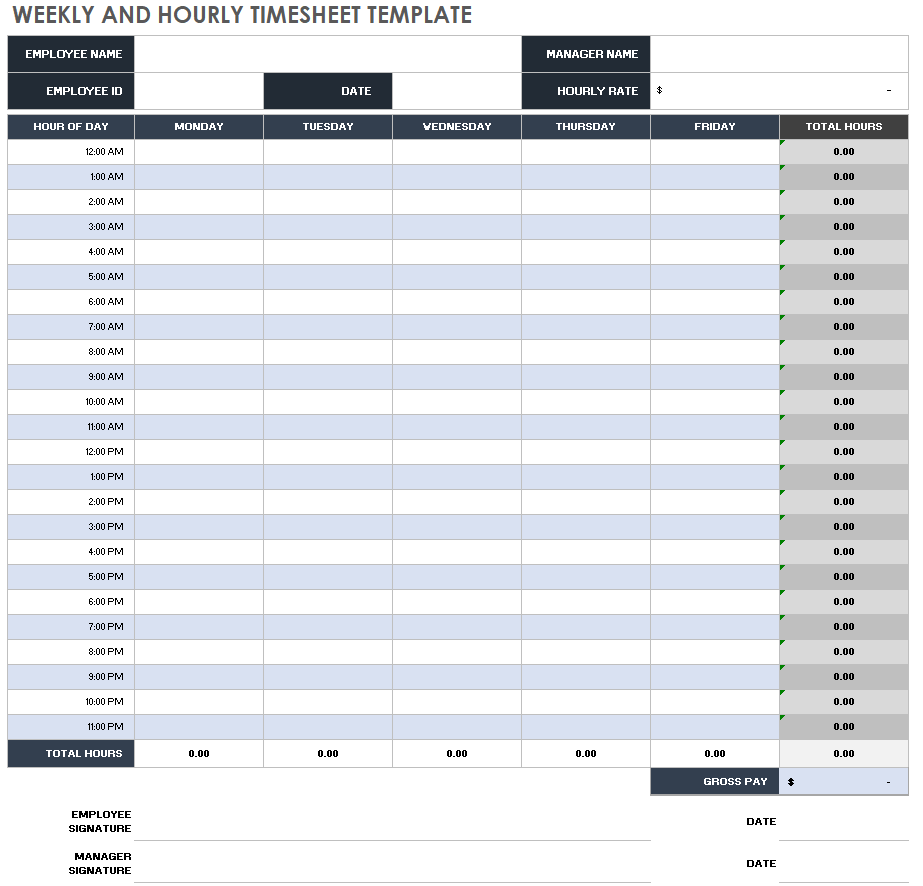 Free Weekly Timesheet And Time Card Templates Smartsheet