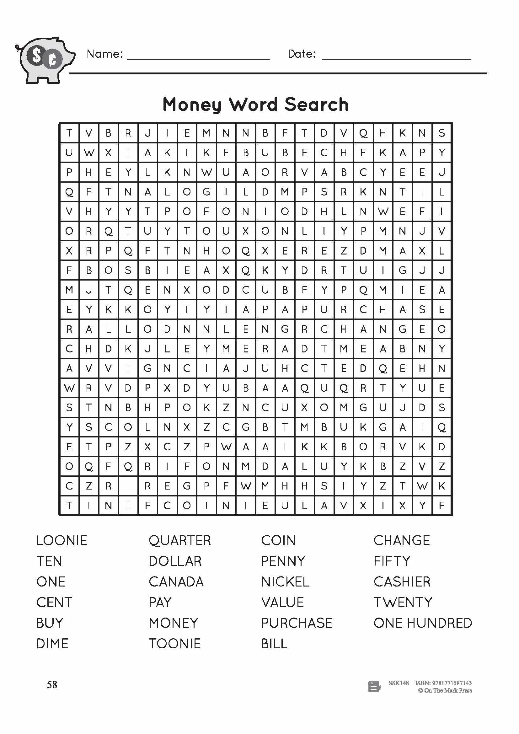 Fun With Canadian Money Money Word Search Design A Bill Flyer Fun 
