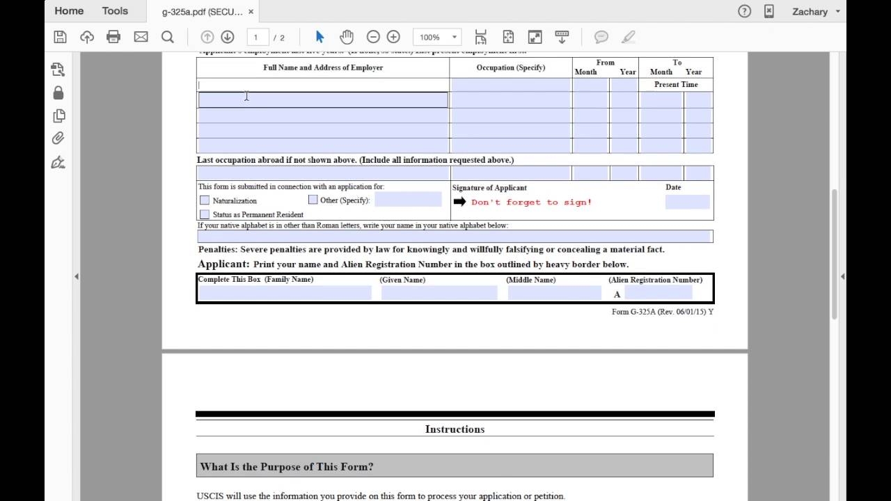 Biographic Information Uscis Form G-325a