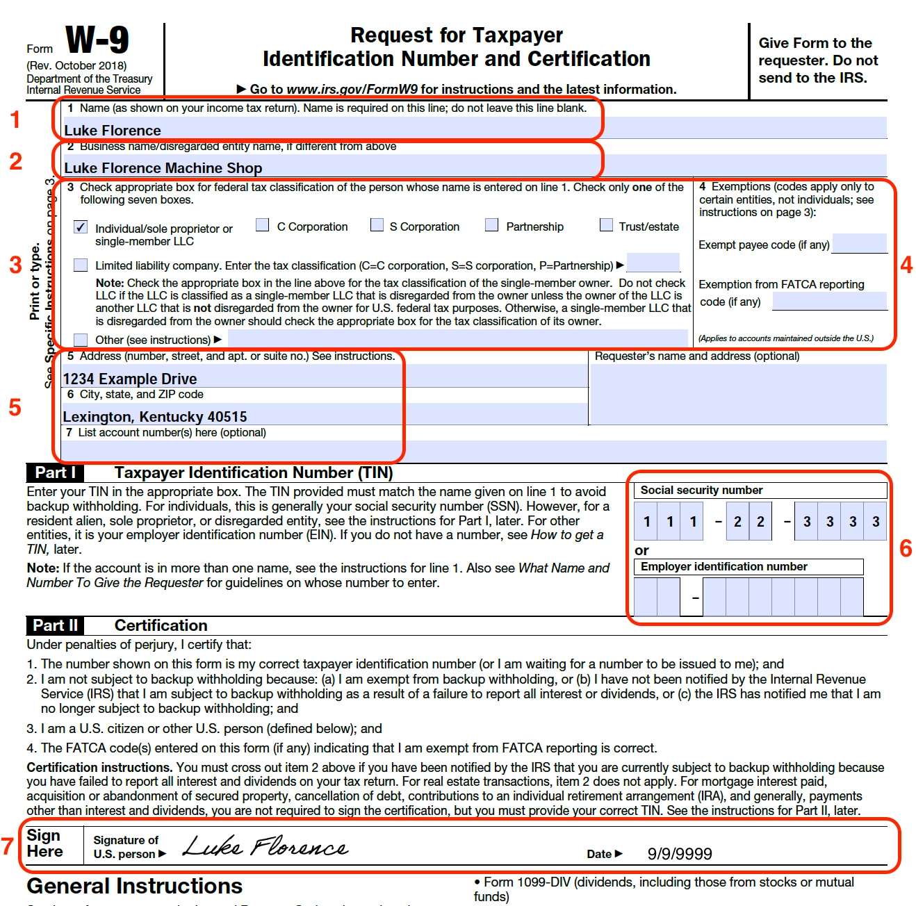 W9 Form Kentucky