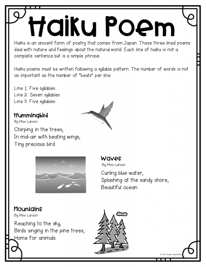 Haiku Poetry For Upper Elementary The Teacher Next Door