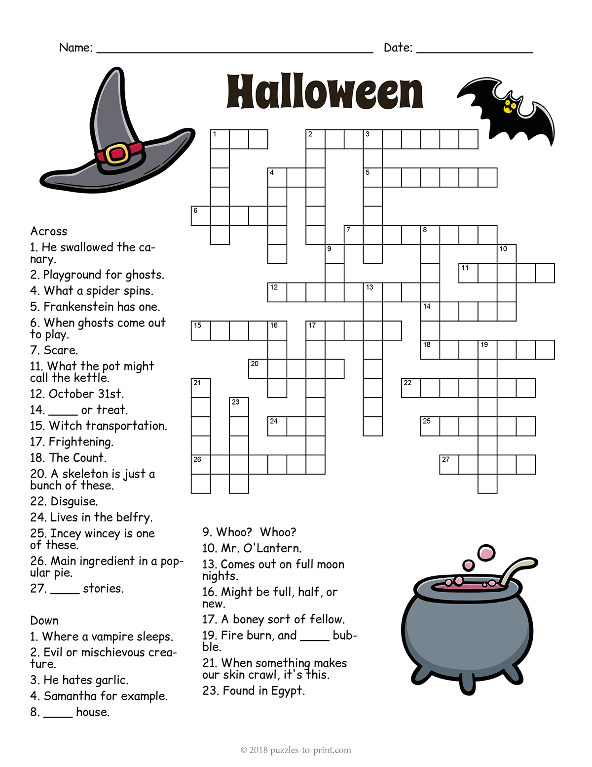 Halloween Crossword Halloween Crossword