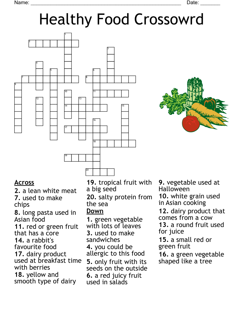 Healthy Eating Crossword WordMint