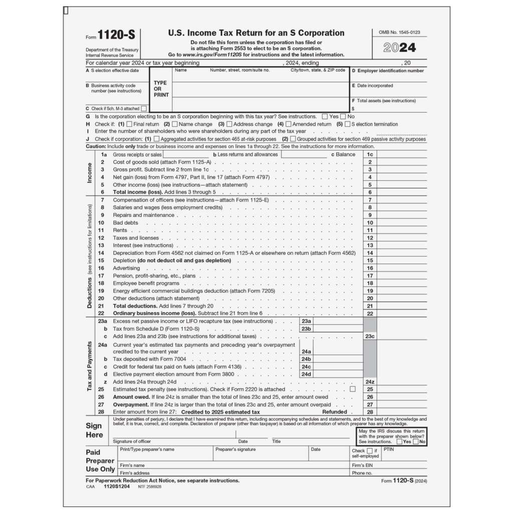 Form 1120 S K-1 Instructions