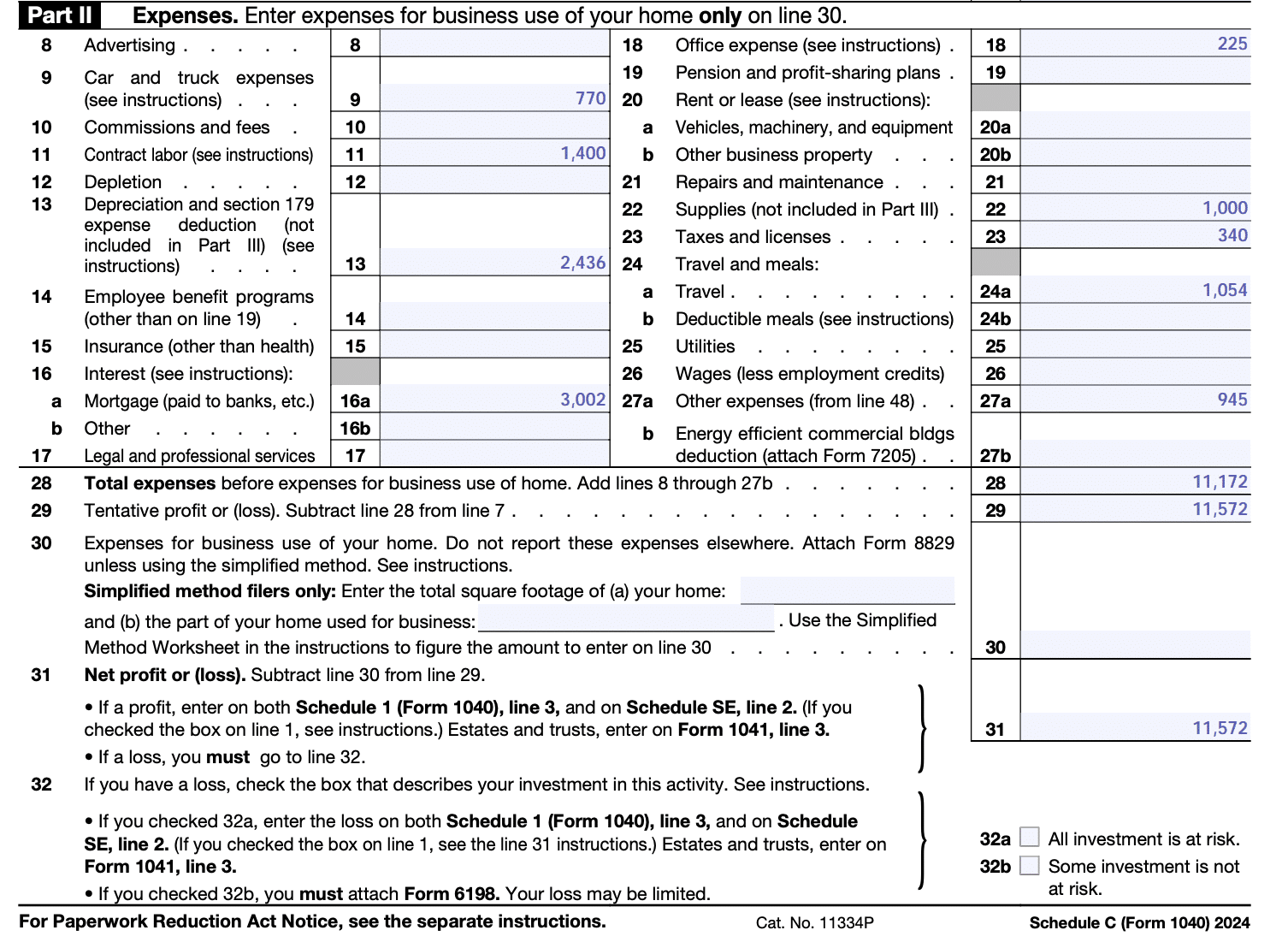 Irs Form Schedule C Instructions
