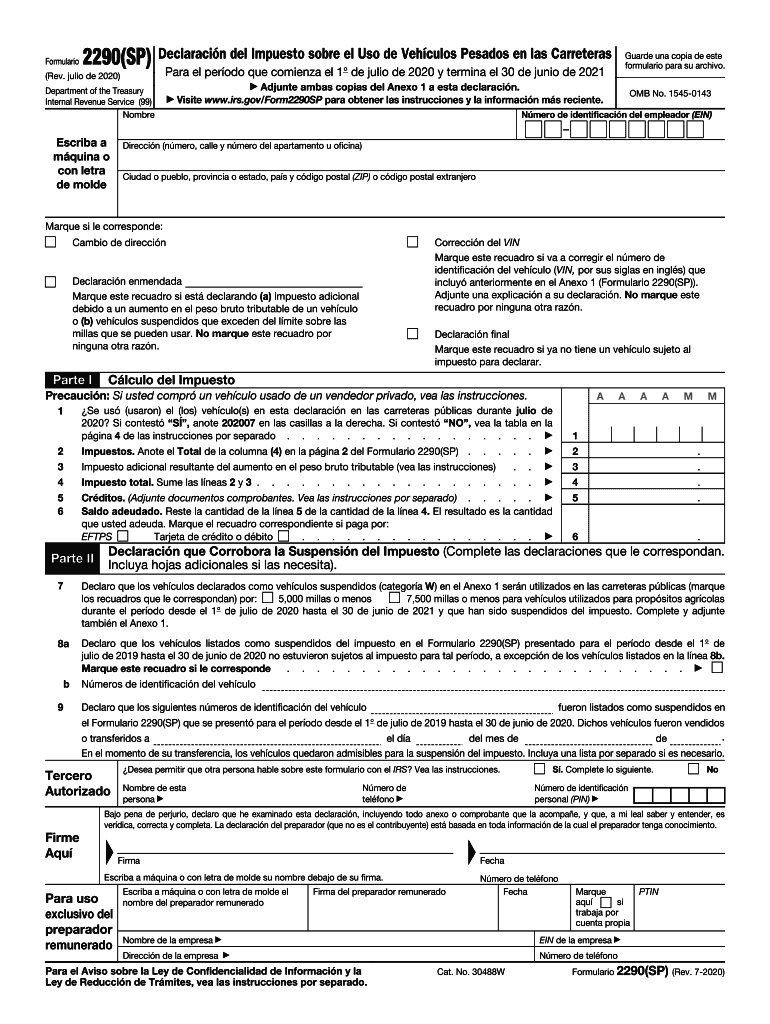 Printable Form 2290 Online