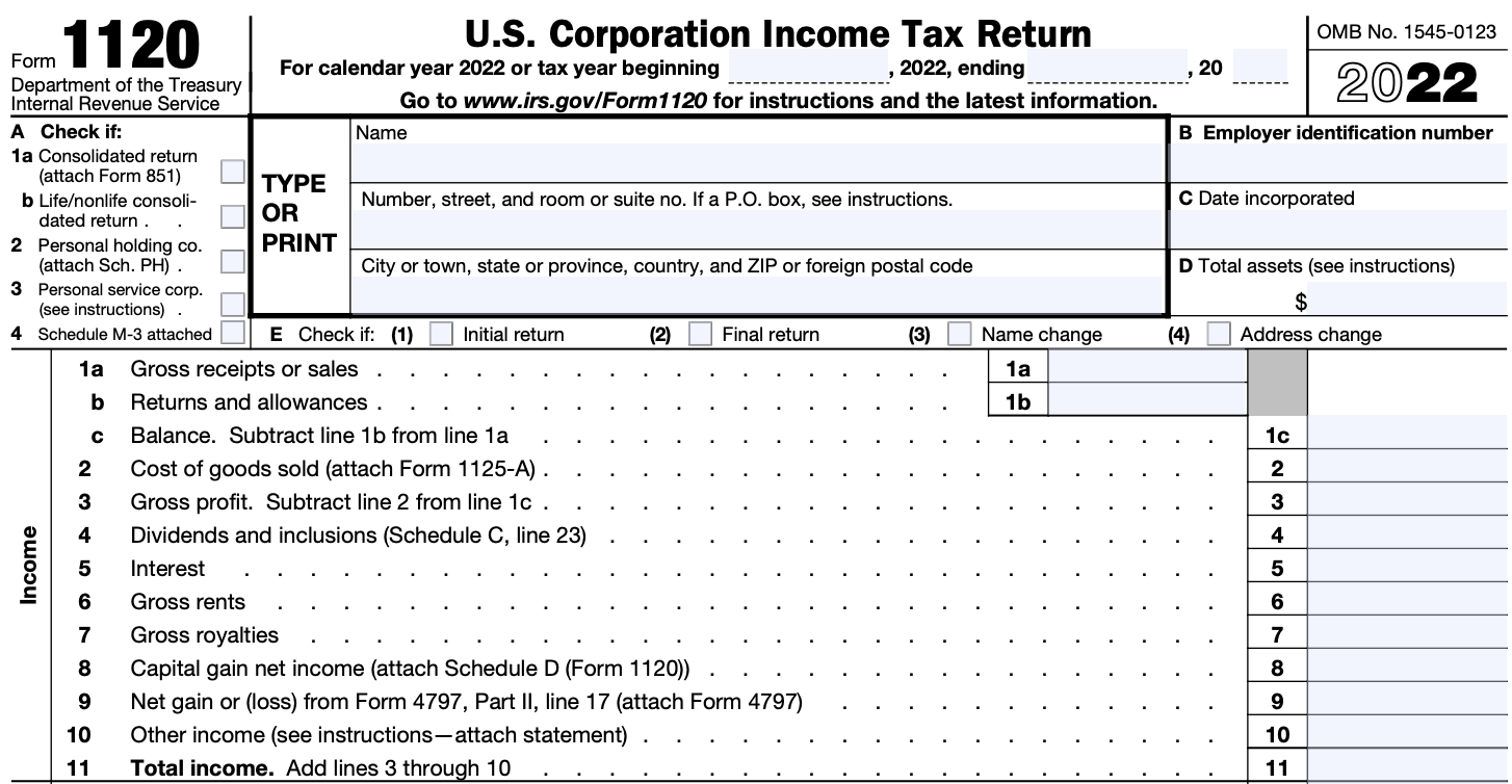 Form 1120 H Example