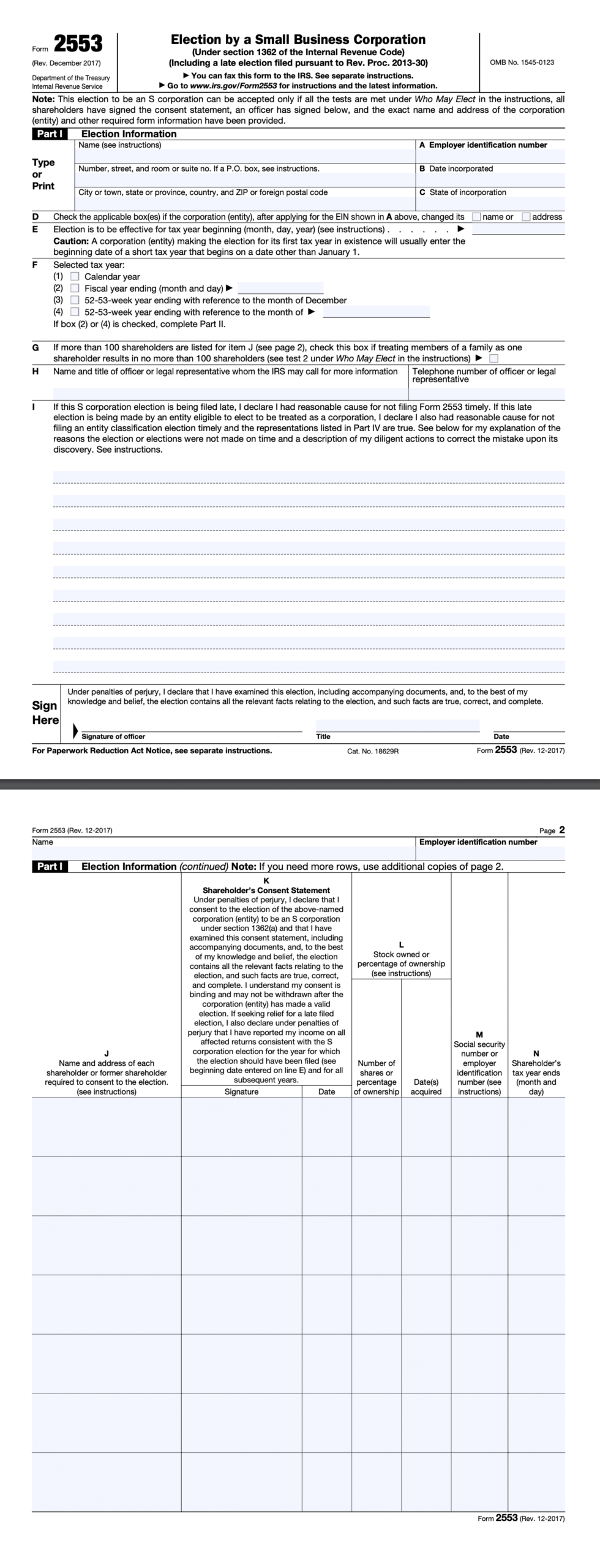 IRS Form 2553 Instructions For Filing Financial Cents