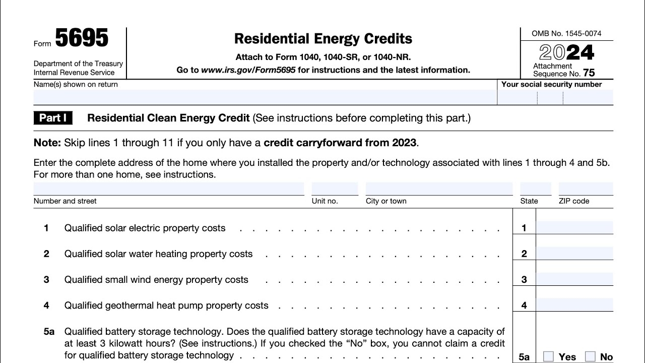 IRS Form 5695 Walkthrough Residential Energy Credits 