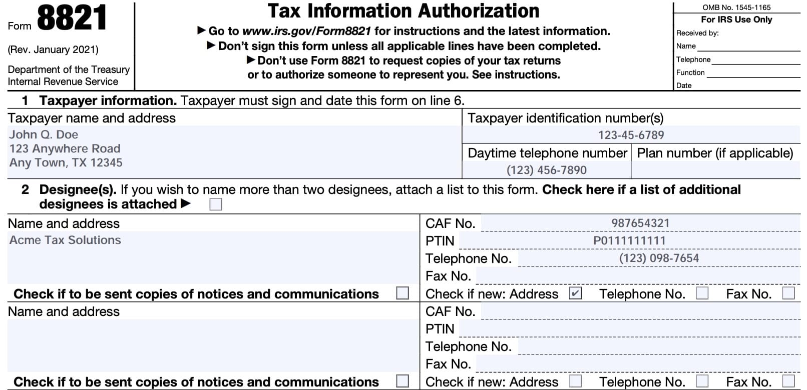 IRS Form 8821 Instructions Tax Information Authorization IRS Form 8821 Instructions Tax Information Authorization