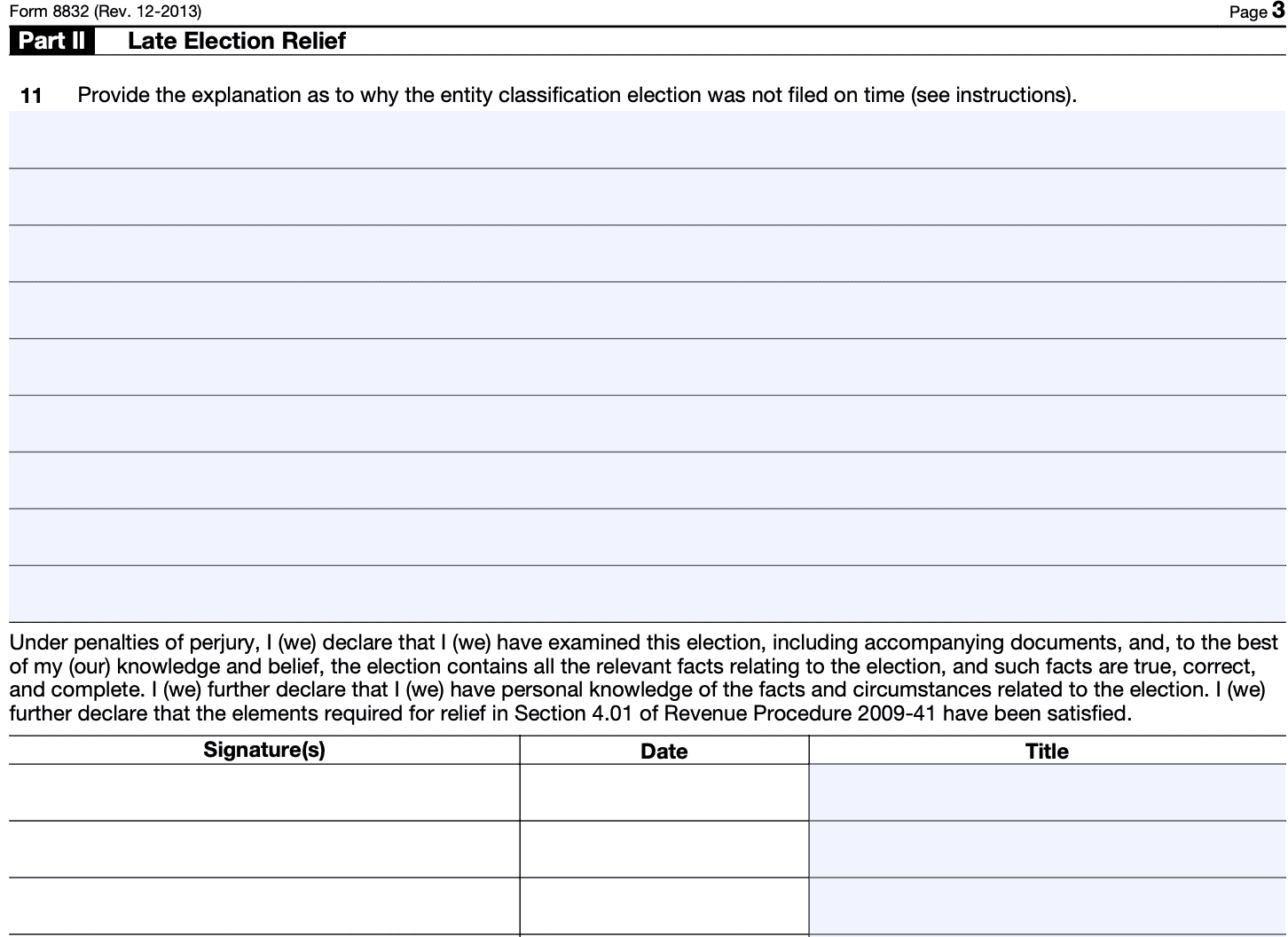 IRS Form 8832 Instructions Entity Classification Election