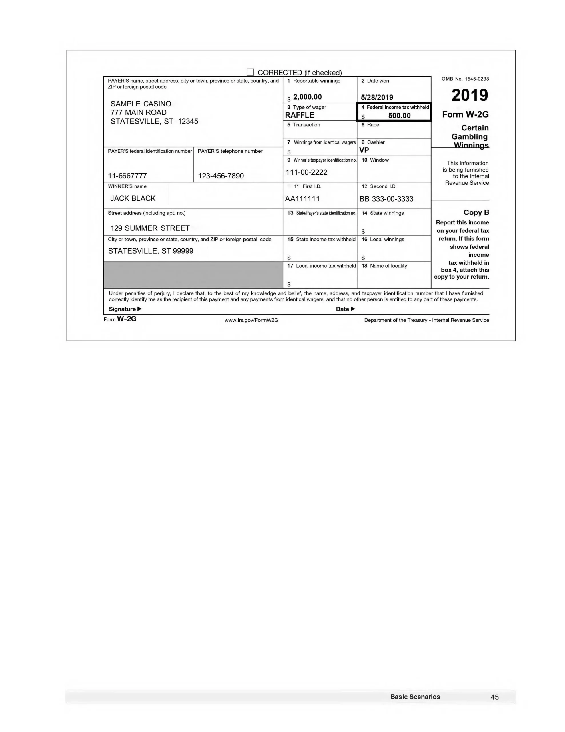 IRS Form W2g Automated Document Processing Vantage Document AI
