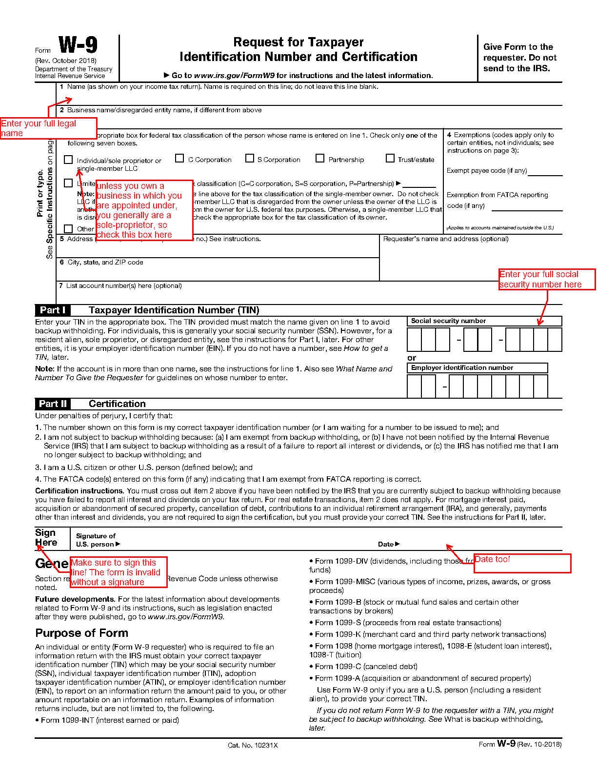 IRS W 9 Form Office Of Academic Appointments And Internships