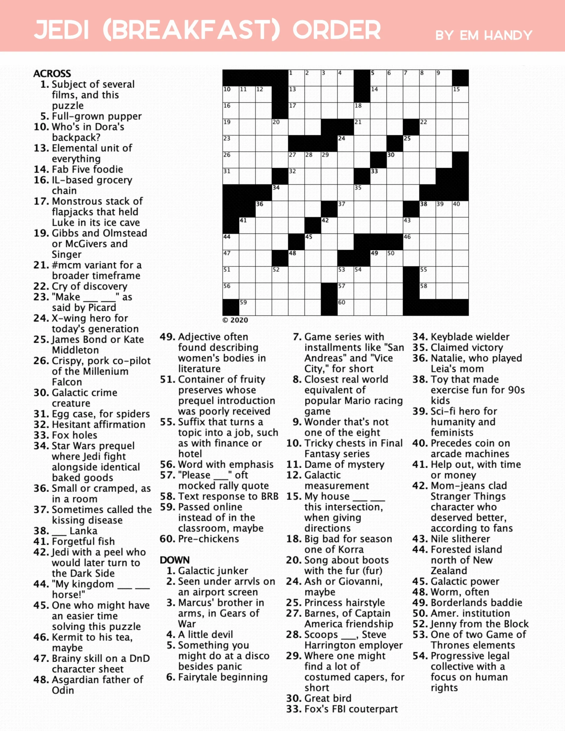 Star Wars Crossword Puzzles