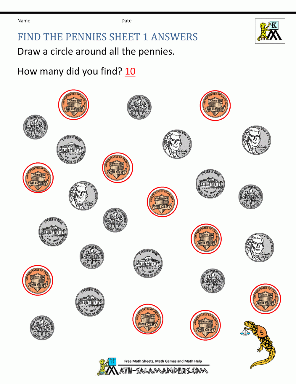 Kindergarten Money Worksheets 1st Grade