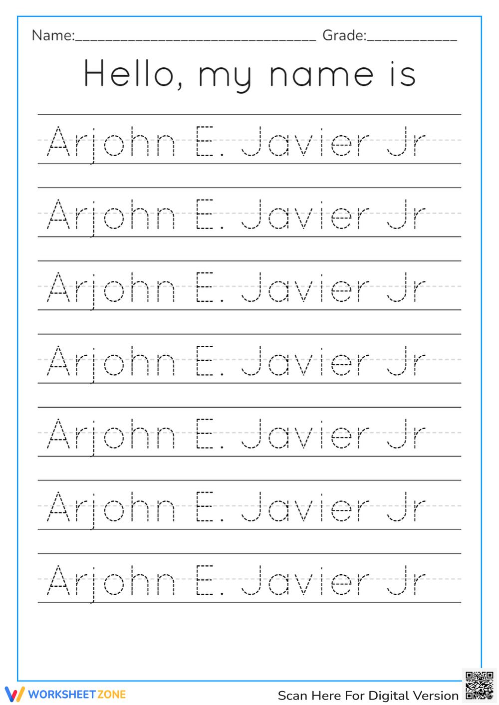 Printable Name Tracing Worksheets Generator