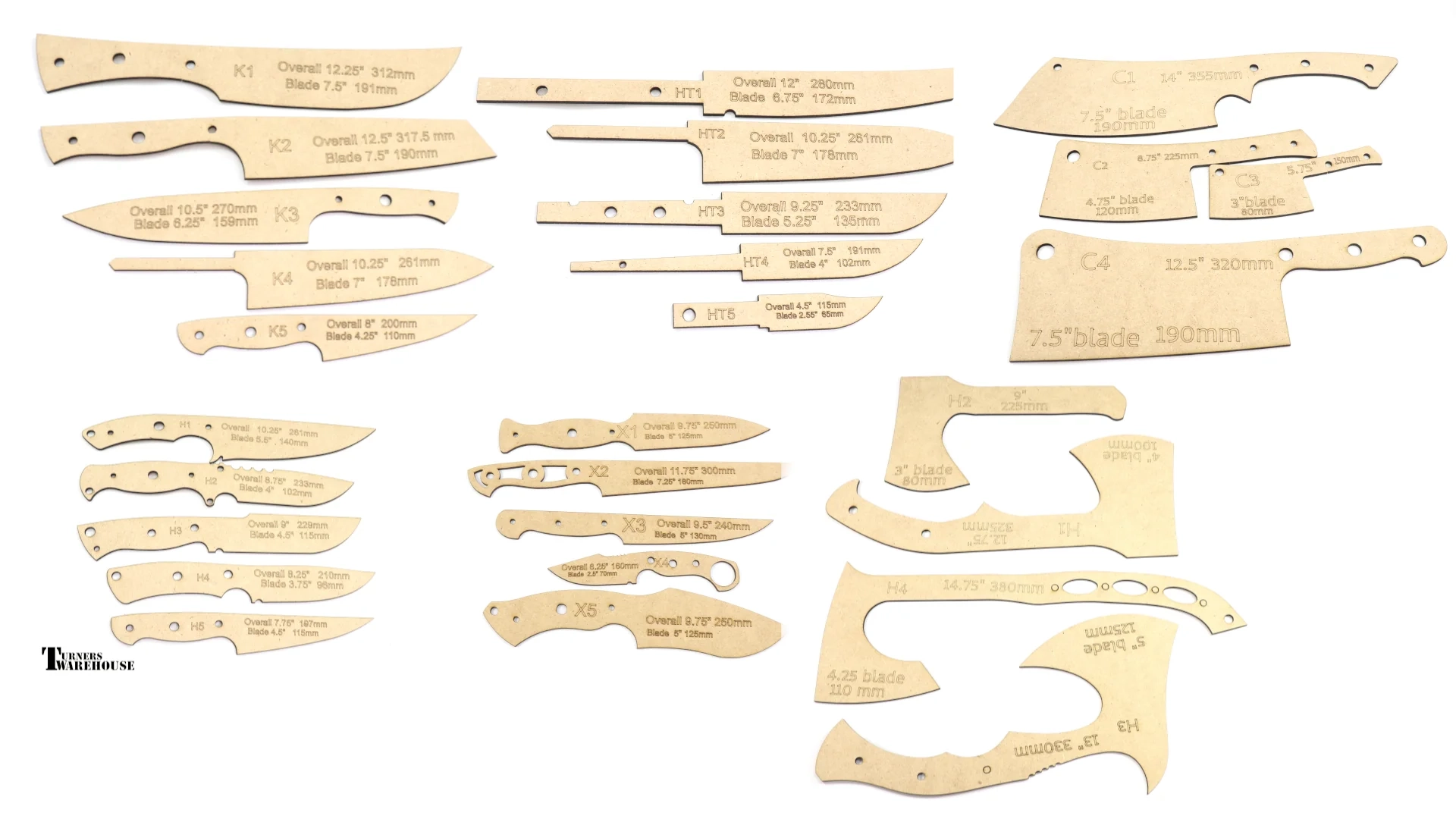 Knife Templates Turners Warehouse
