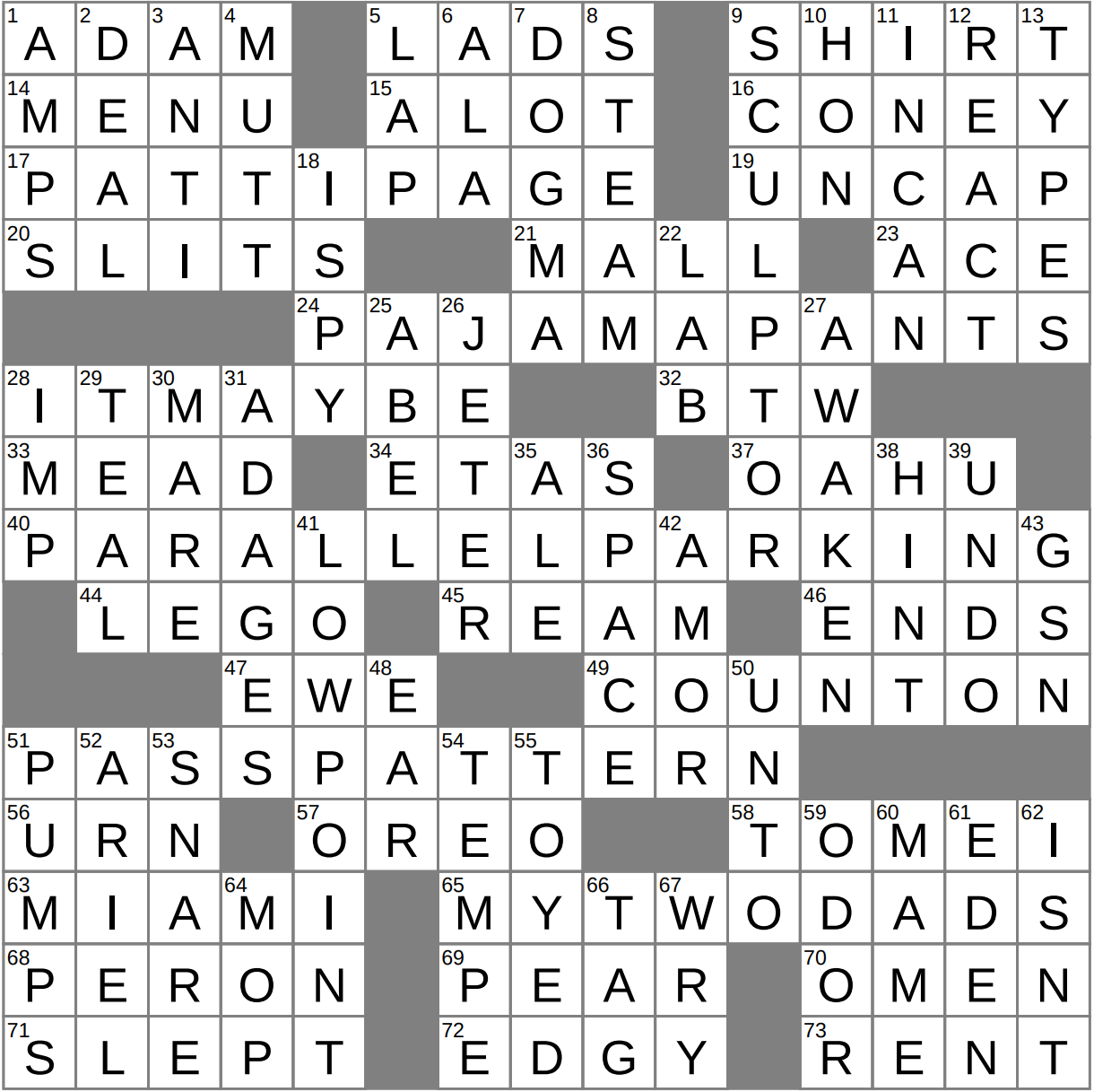 LAXCrossword Answers To The Los Angeles Times Crossword