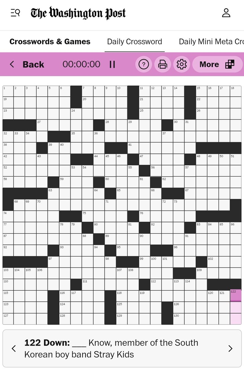 Lee Know Was A Clue In Today s Washington Post Sunday Crossword At 