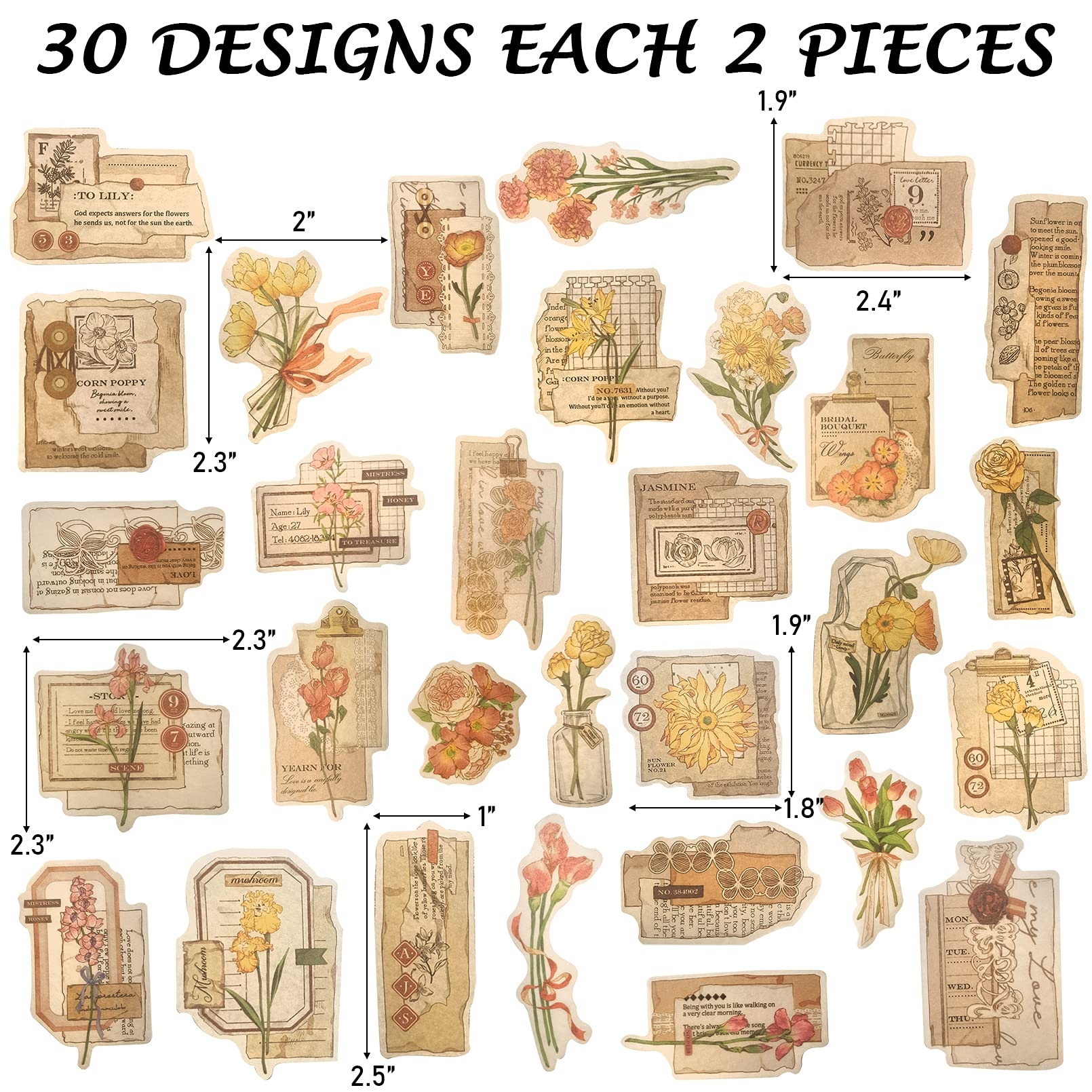 Limmoz Vintage Scrapbook Stickers 120PCS Aesthetic Floral Washi 