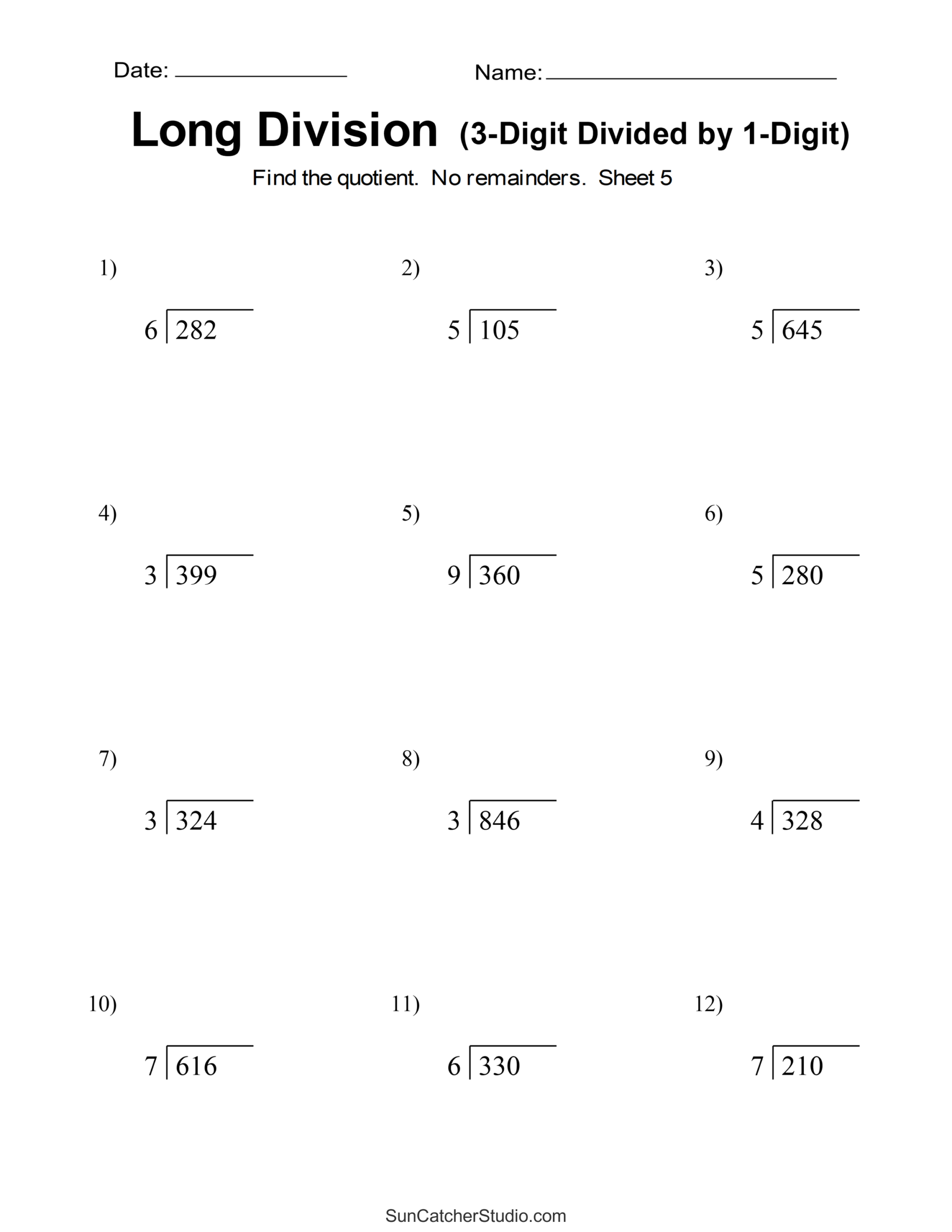 Easy Long Division Worksheets Free Printable